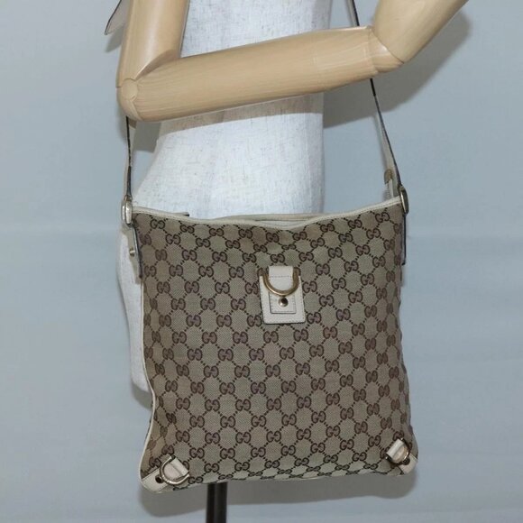 GUCCI GG Canvas Abbey Shoulder Bag Beige Gold 131326 Auth SW1474 - Picture 3 of 16